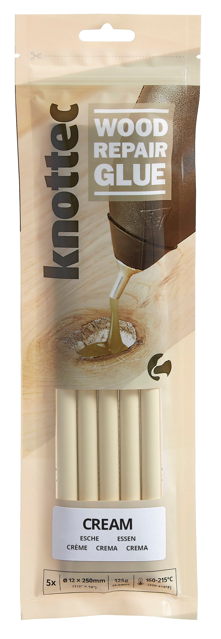 Cream Wood Knot Filler Glue, 5 Stick Pack – Knottec Wood Repair Glue